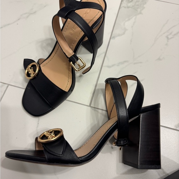Coach Black Maddi 85 LTR Sandal Heels - Picture 2 of 6